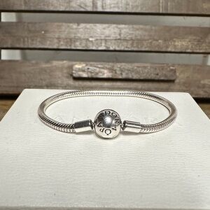 Pandora great shape s925 ALE Moments ball circle clasp snake chain bracelet